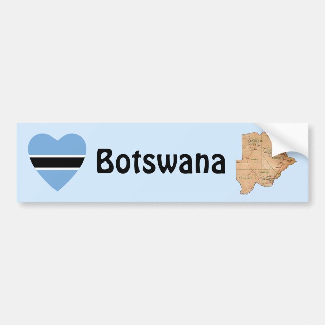 Botswana Flaggenherz + Karte Autoaufkleber (Vorne)