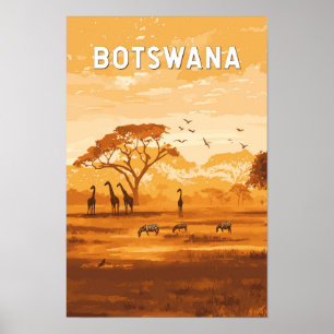Botswana Illustration Reise Kunst Vintage Poster