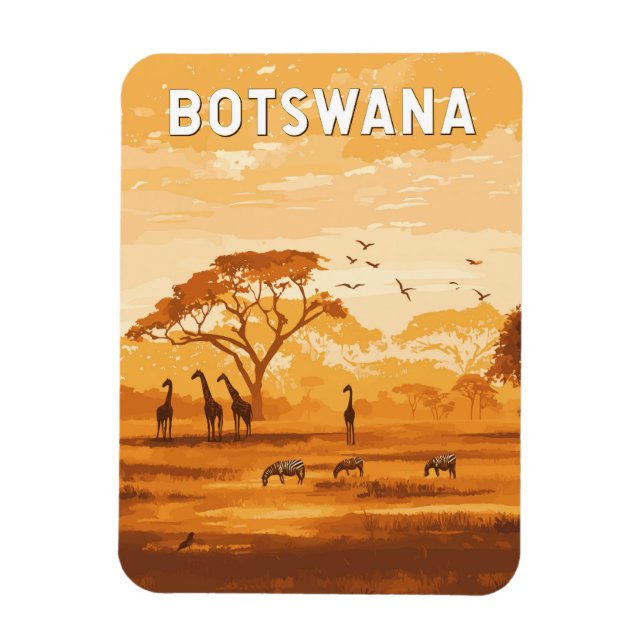 Botswana Illustration Reisen Vintag Magnet