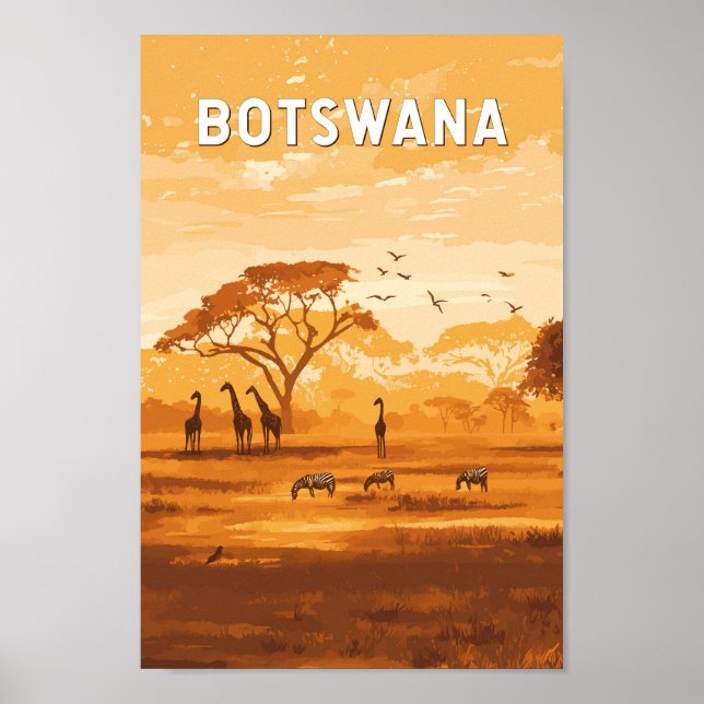 Botswana Illustration Reisen Vintag Poster (Vorne)