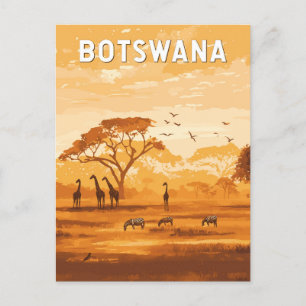 Botswana Illustration Reisen Vintag Postkarte