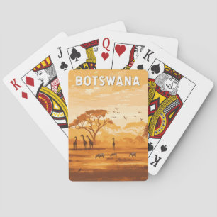 Botswana Illustration Reisen Vintag Spielkarten