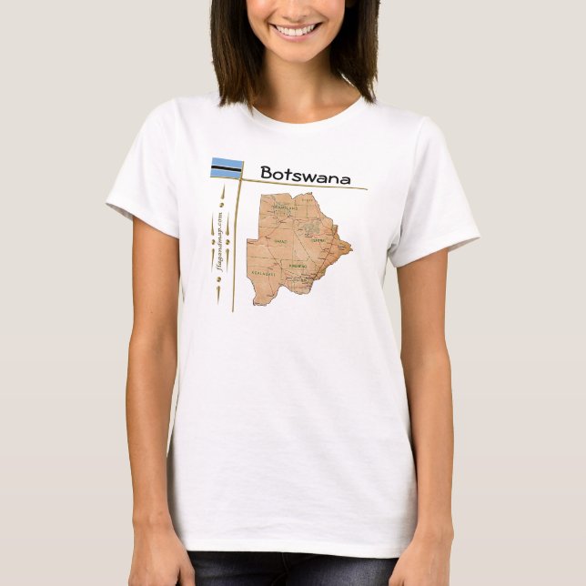Botswana Karte + Flagge + T - Shirt (Vorderseite)