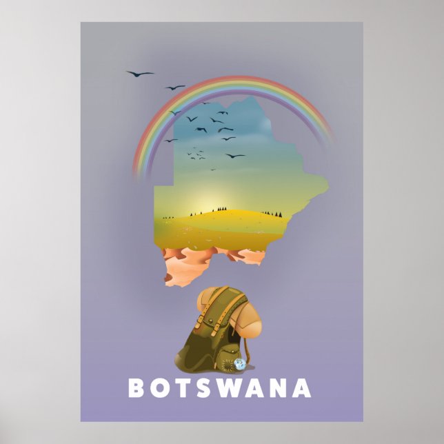 Botswana-Karte Poster (Vorne)