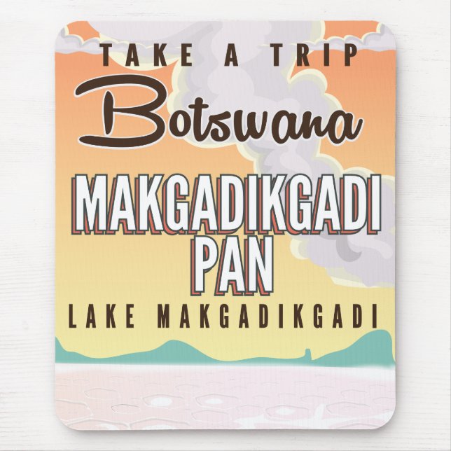 Botswana - Makgadikgadi Pan Vintage Reiseplakat Mousepad (Vorne)