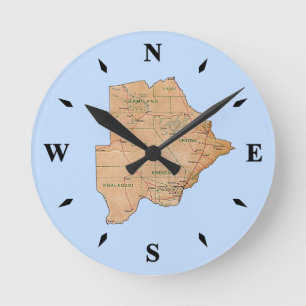 Botswana Map Clock Runde Wanduhr
