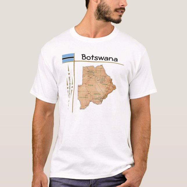 Botswana Map + Flag + Titel T - Shirt (Vorderseite)