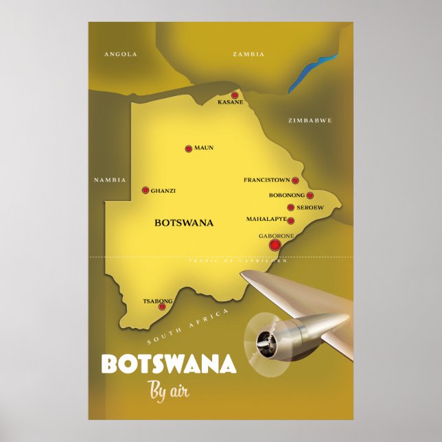 Botswana Vintage-Reiseposter im Stil der Vergangen Poster (Vorne)