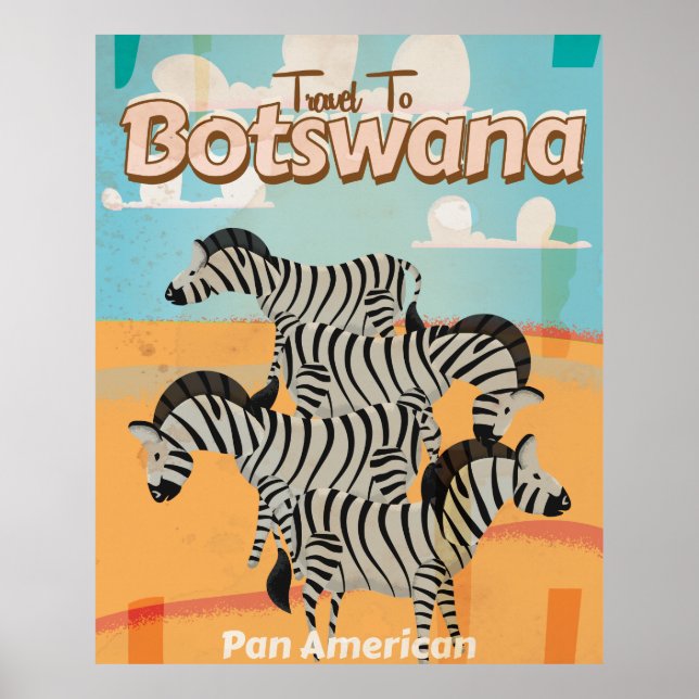 Botswana Vintage Travel Poster. Poster (Vorne)