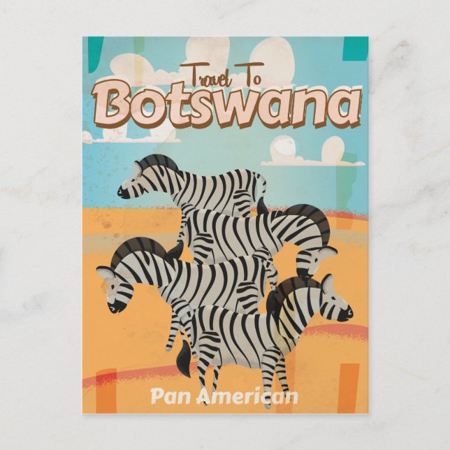 Botswana Vintage Travel Poster Postkarte (Vorderseite)