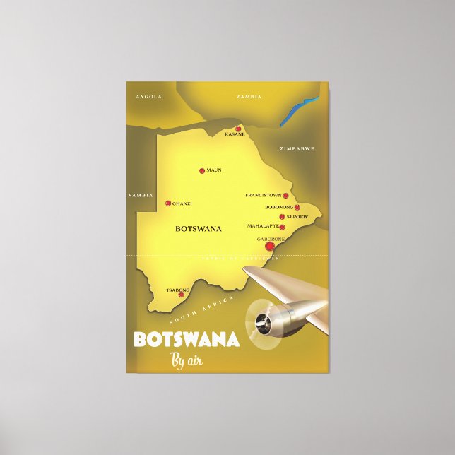Botswana Vintages Reiseplakat. Leinwanddruck (Vorderseite)