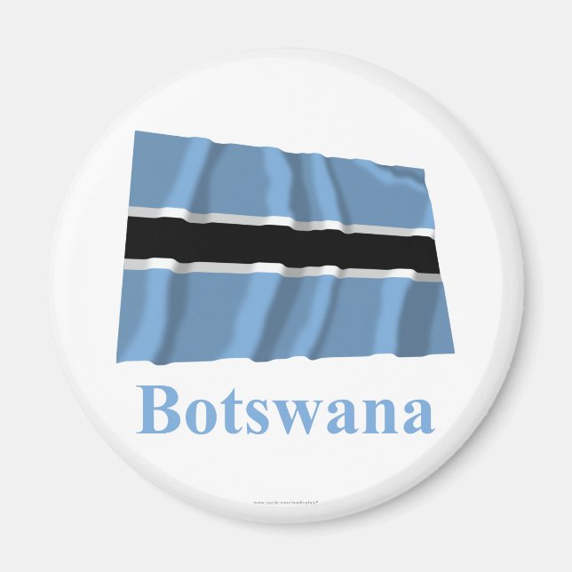 Botswana Waving Flag mit Namen Magnet (Vorne)