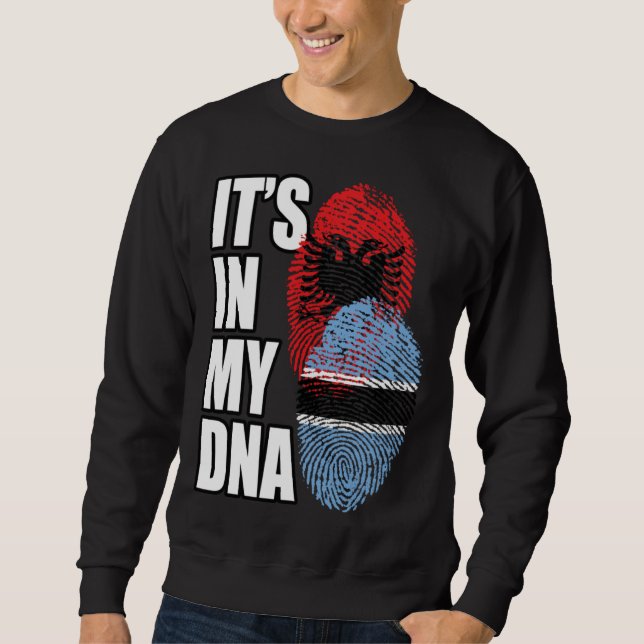 Botswanan And Albanian Mix DNA Flag Heritage Sweatshirt (Vorderseite)