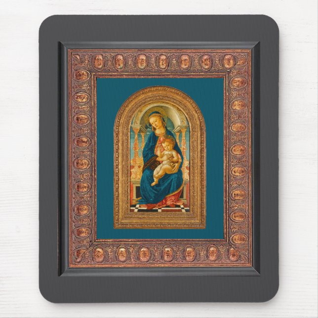 Botticelli (1445-1510) Madonna & Child Enthroned C Mousepad (Vorne)