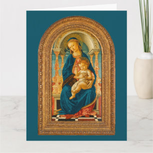 Botticelli (1445-1510) Madonna & Child Enthroned Dankeskarte