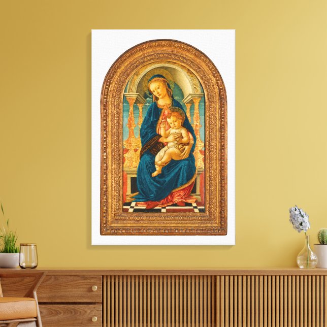 Botticelli (1445-1510) Madonna & Child Enthroned Leinwanddruck (Insitu (Wohnzimmer))