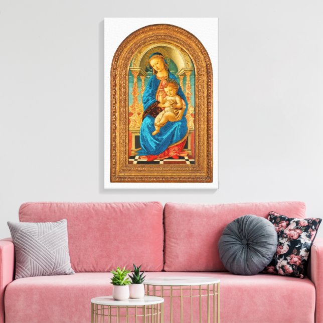 Botticelli (1445-1510) Madonna & Child Enthroned Leinwanddruck (Insitu (Wohnzimmer))