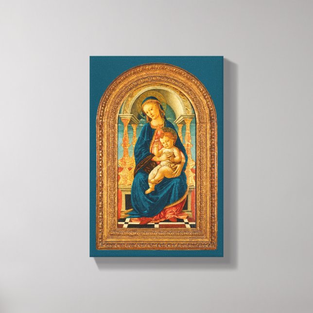 Botticelli (1445-1510) Madonna & Child Enthroned Leinwanddruck (Vorderseite)
