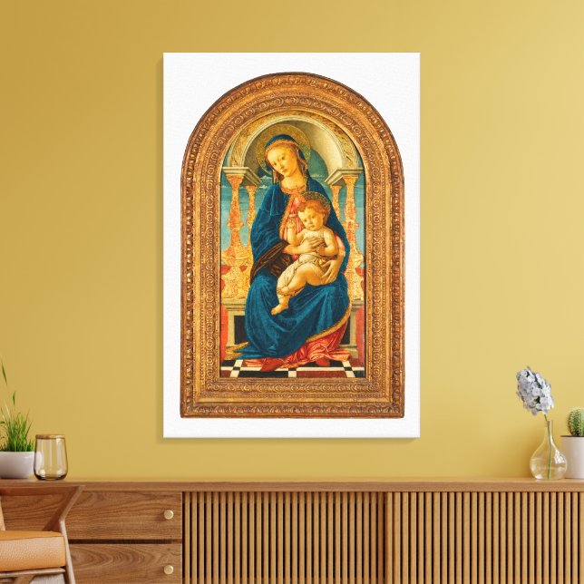 Botticelli (1445-1510) Madonna & Child Enthroned Leinwanddruck (Insitu (Wohnzimmer))
