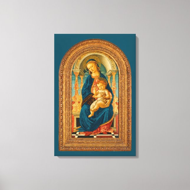 Botticelli (1445-1510) Madonna & Child Enthroned Leinwanddruck (Vorderseite)