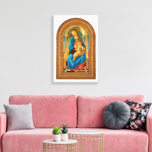 Botticelli (1445-1510) Madonna & Child Enthroned Leinwanddruck (Insitu (Wohnzimmer))