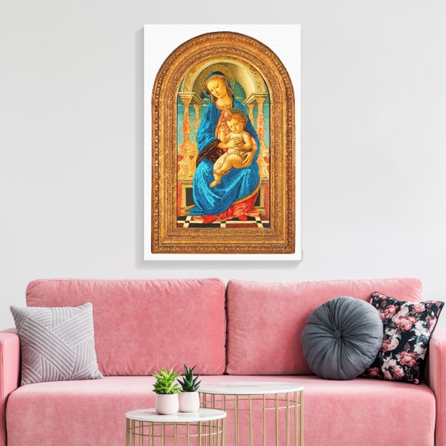 Botticelli (1445-1510) Madonna & Child Enthroned Leinwanddruck (Insitu (Wohnzimmer))