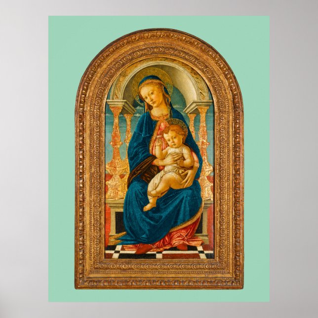 Botticelli (1445-1510) Madonna & Child Enthroned Poster (Vorne)