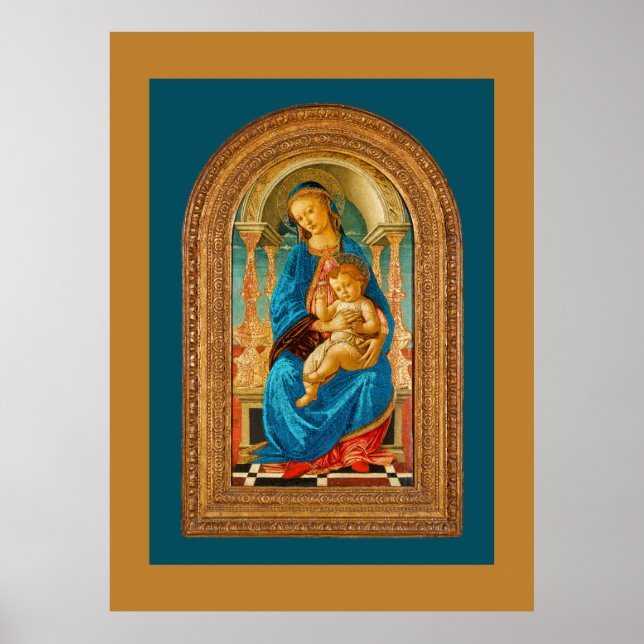 Botticelli (1445-1510) Madonna & Child Enthroned Poster (Vorne)