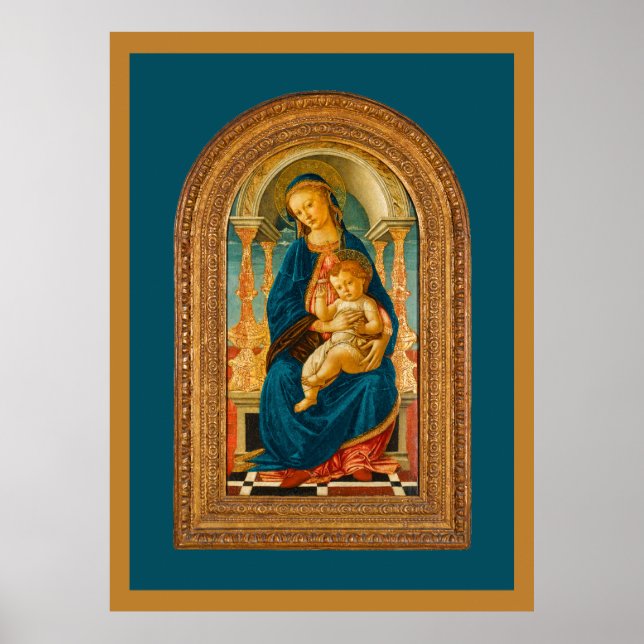 Botticelli (1445-1510) Madonna & Child Enthroned Poster (Vorne)