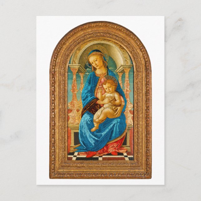 Botticelli (1445-1510) Madonna & Child Enthroned Postkarte (Vorderseite)