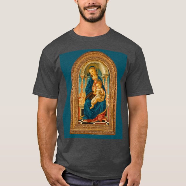 Botticelli (1445-1510) Madonna & Child Enthroned T-Shirt (Vorderseite)