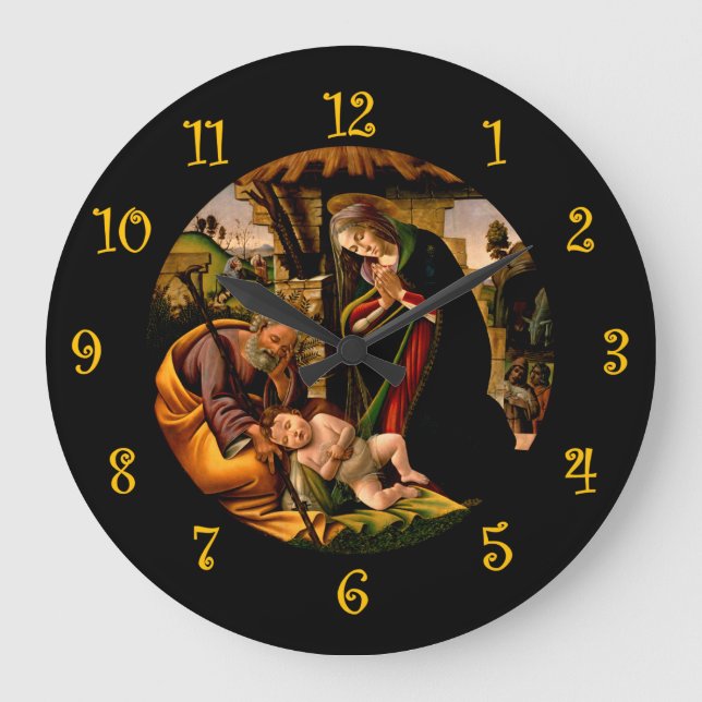 Botticelli ~ Die Bewunderung des christlichen Kind Große Wanduhr (Vorderseite)