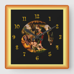 Botticelli ~ Die Bewunderung des christlichen Kind Quadratische Wanduhr