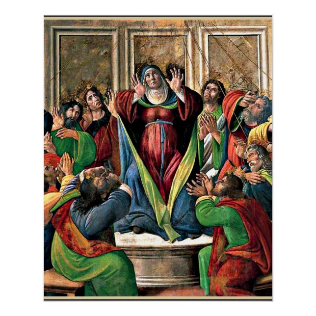 Botticelli - Die Herabkunft des Heiligen Geistes Poster (Vorderseite)