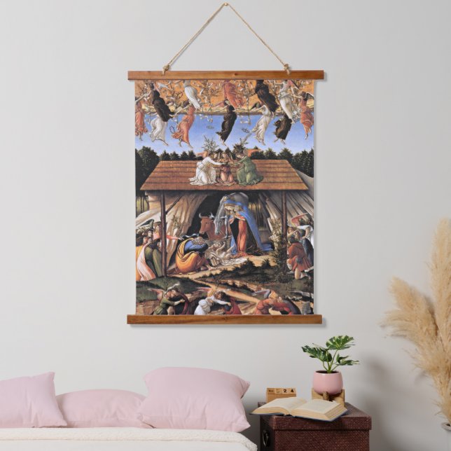 Botticelli: Die mystische Krippe Wandteppich Mit Holzrahmen (Schlafzimmer)