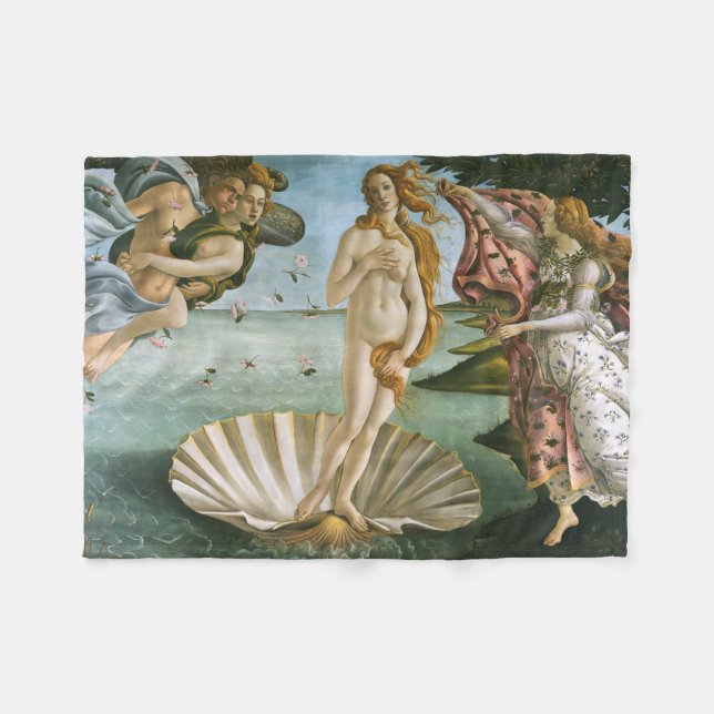 Botticelli Geburt der Venus Renaissance Kunst Fleecedecke (Vorderseite (Horizontal))