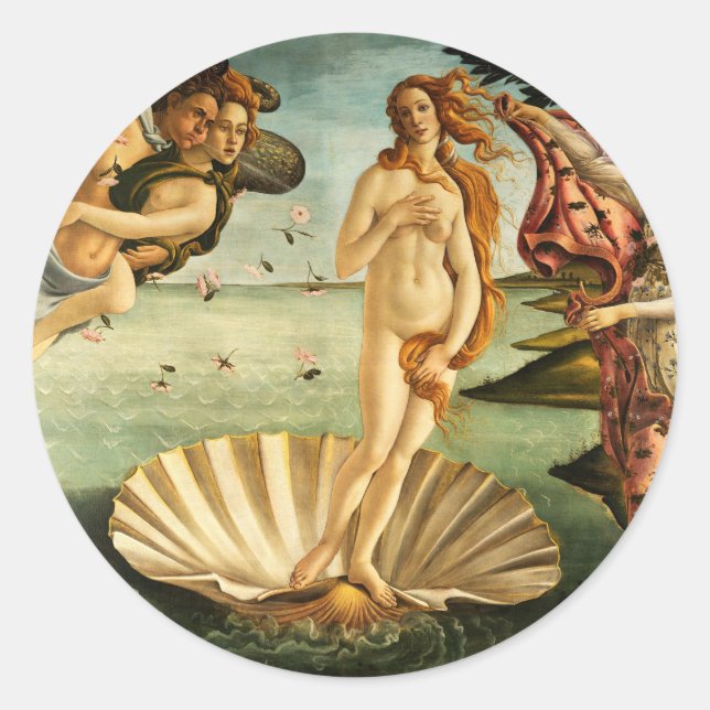 Botticelli Geburt der Venus Renaissance Kunstmaler Runder Aufkleber (Vorderseite)