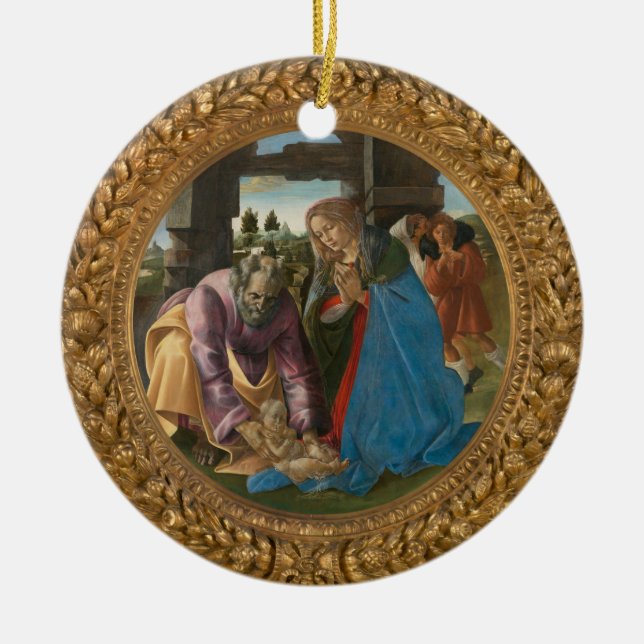 Botticelli Nativity Virgin Mary Child Saint Joseph Keramik Ornament (Vorne)
