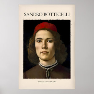 Botticelli Porträt junger Mann rote Mütze 1483 Kun Poster