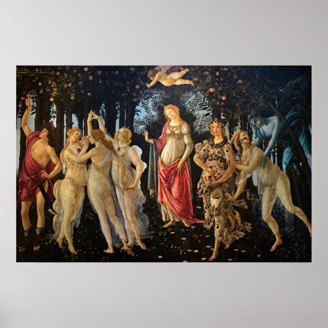 Botticelli Primavera Renaissance Florale Göttin Poster (Vorne)