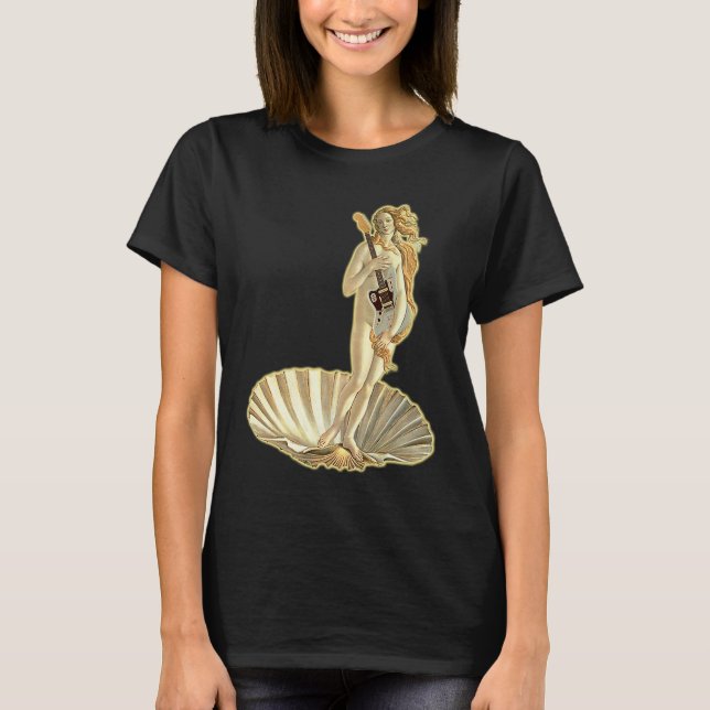 Botticelli Venus mit elektrischer Gitarre Rock-Git T-Shirt (Vorderseite)