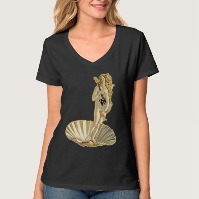 Botticelli Venus With Electric Guitar Rock Guitari T-Shirt (Vorderseite)