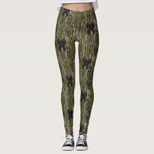 Bottland Camouflage Niedlich Bow Ribbon für Frauen Leggings (Vorderseite)