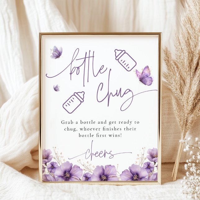 Bottle Chug Beer Lila Butterfly Baby Showspiel Poster (Von Creator hochgeladen)