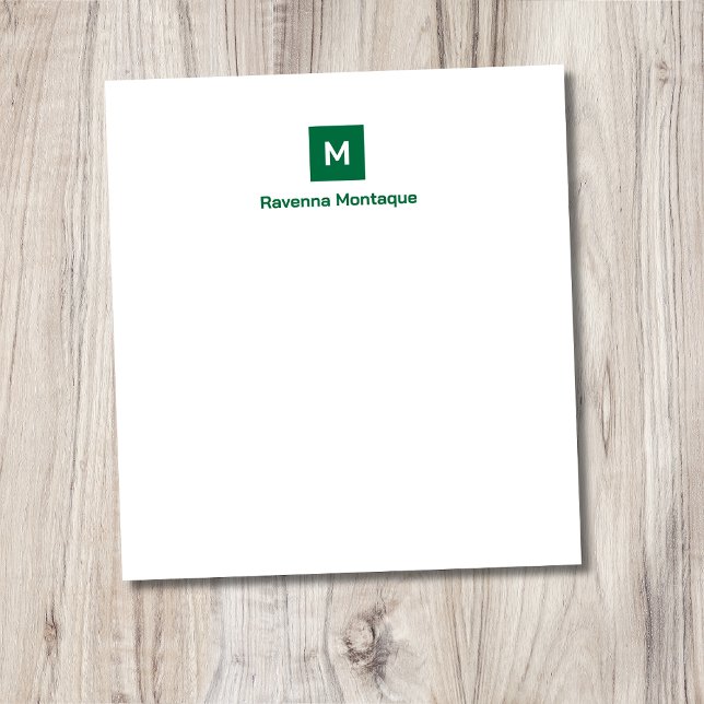 Bottle Green Modern Chic Trendy Monogram Name  Notizblock (Von Creator hochgeladen)