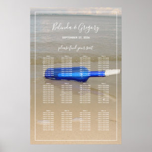 Bottle On Beach Sand Hochzeitskarte Poster