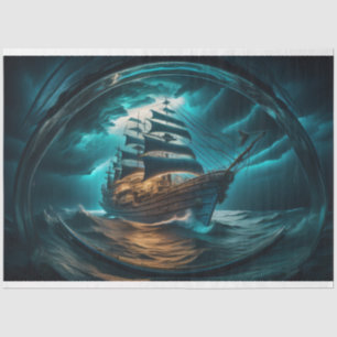 Bottle to sea ocean ship capsize v5 Tissue paper Seidenpapier