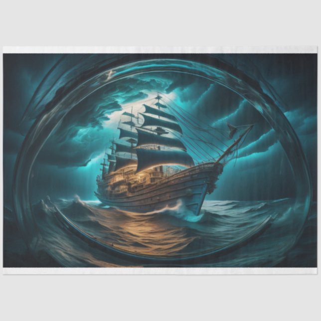 Bottle to sea ocean ship capsize v5 Tissue paper Seidenpapier (Vorderseite)
