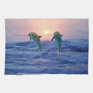 Bottlenose-Delphin am Sonnenaufgang Handtuch