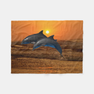 Bottlenose-Delphin am Sonnenuntergang Fleecedecke